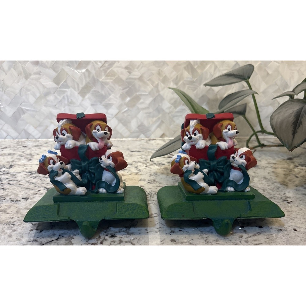 2 Beethoven Puppies Vintage Stocking‎ Holders 1996 Universal Studios Very Rare